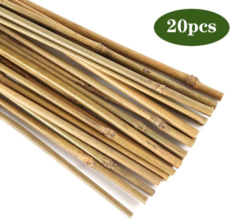 20PC 1.33'/16 Inch Natural Thick Stakes Garden Stakes Bamboo Sticks for Outdoor and Indoor, Potted Tomato Plant Support