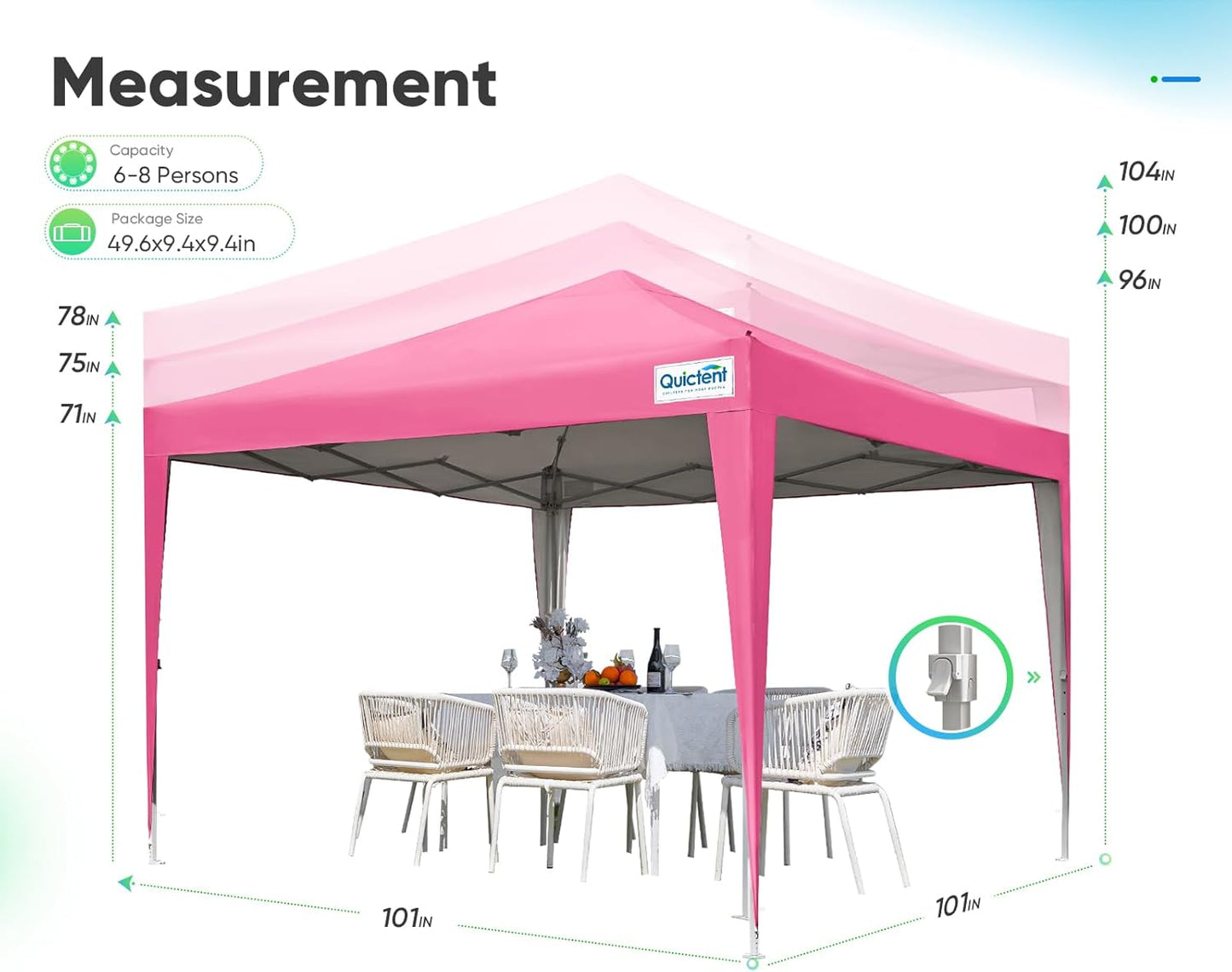 Privacy 8X8 Ez Pop up Canopy Tent Enclosed Instant Canopy Shelter Portable with Sidewalls and Mesh Windows Waterproof (Pink)