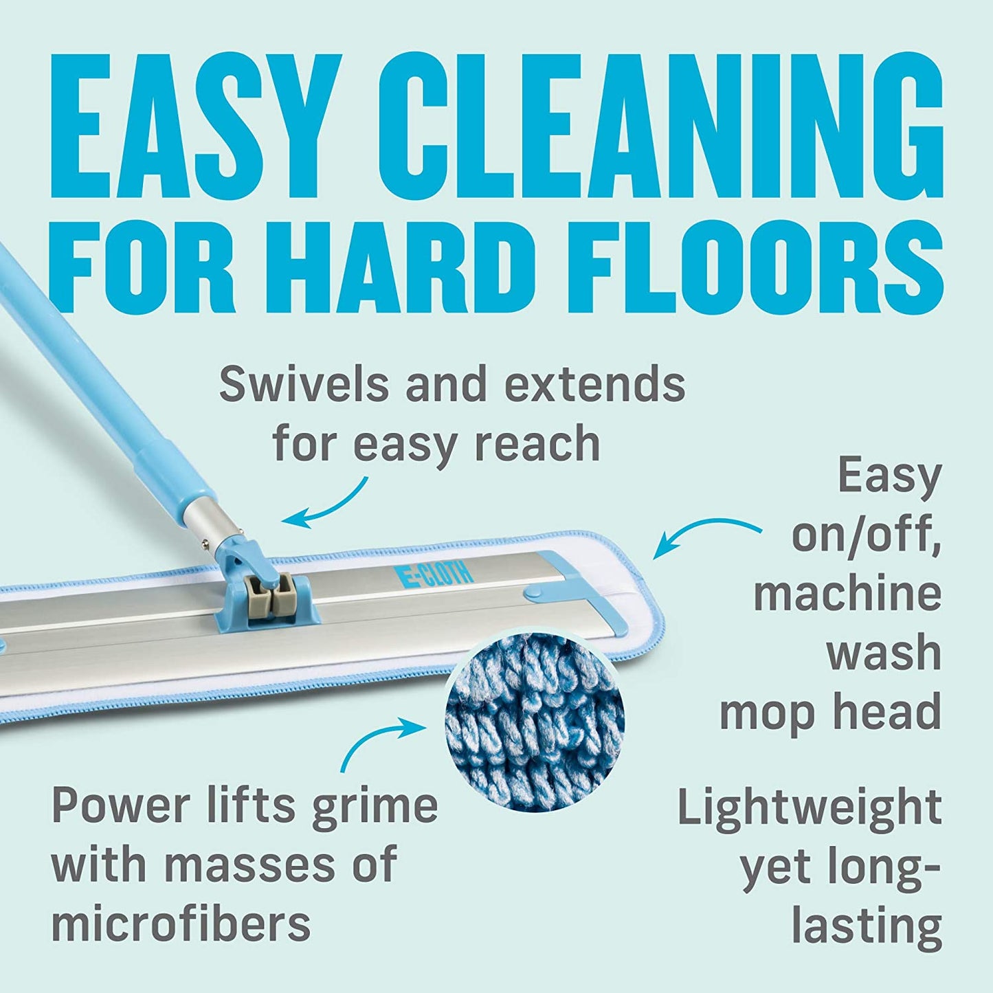 Deep Clean Mop, Microfiber Mop, Perfect Floor Cleaner for Hardwood, Laminate, Tile and Stone Flooring, Washable and Reusable, 100 Wash Promise